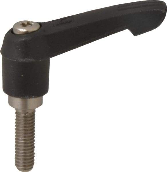 KIPP - M6 x 1.0, 13mm Hub Diam, Glass Fiber (Stainless Steel Components) Metric Threaded Stud Adjustable Clamping Lever - 20mm Stud Length, 47mm OAL, 30mm High - Eagle Tool & Supply