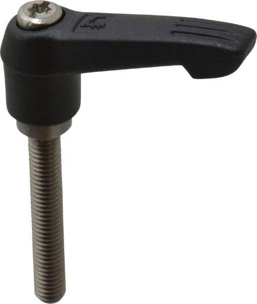 KIPP - M6 x 1.0, 13mm Hub Diam, Glass Fiber (Stainless Steel Components) Metric Threaded Stud Adjustable Clamping Lever - 40mm Stud Length, 47mm OAL, 30mm High - Eagle Tool & Supply
