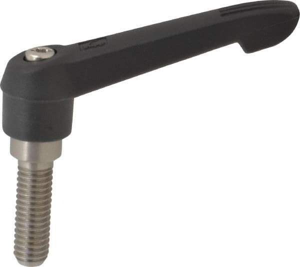 KIPP - 3/8-16, 0.71" Hub Diam, Glass Fiber (Stainless Steel Components) Threaded Stud Adjustable Clamping Lever - 1.18" Stud Length, 2.95" OAL, 1.63" High - Eagle Tool & Supply