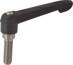 KIPP - 3/8-16, 0.71" Hub Diam, Glass Fiber (Stainless Steel Components) Threaded Stud Adjustable Clamping Lever - 1.18" Stud Length, 2.95" OAL, 1.63" High - Eagle Tool & Supply