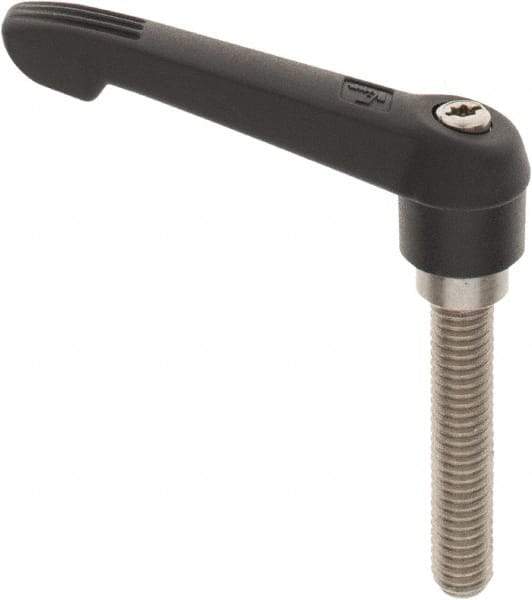 KIPP - 3/8-16, 0.71" Hub Diam, Glass Fiber (Stainless Steel Components) Threaded Stud Adjustable Clamping Lever - 1.97" Stud Length, 2.95" OAL, 1.63" High - Eagle Tool & Supply