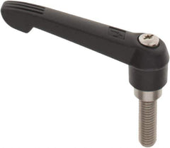 KIPP - 1/2-13, 1" Hub Diam, Glass Fiber (Stainless Steel Components) Threaded Stud Adjustable Clamping Lever - 1.57" Stud Length, 4.29" OAL, 2.4" High - Eagle Tool & Supply