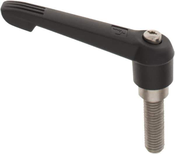 KIPP - 5/8-11, 1.18" Hub Diam, Glass Fiber (Stainless Steel Components) Threaded Stud Adjustable Clamping Lever - 1.97" Stud Length, 4.96" OAL, 2.83" High - Eagle Tool & Supply