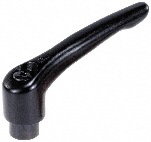KIPP - M5 x 0.8, 13mm Hub Diam, Zinc Die Cast (Steel Components) Tapped Adjustable Clamping Lever - 47mm OAL, 31mm High, 9mm Hole Depth - Eagle Tool & Supply