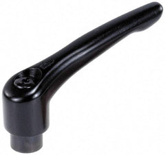 KIPP - M5 x 0.8, 13mm Hub Diam, Zinc Die Cast (Steel Components) Tapped Adjustable Clamping Lever - 47mm OAL, 31mm High, 9mm Hole Depth - Eagle Tool & Supply