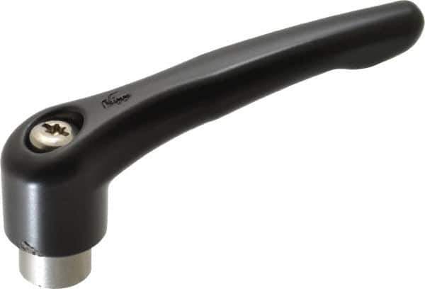 KIPP - M12 x 1.75, 27mm Hub Diam, Zinc Die Cast (Stainless Steel Components) Tapped Adjustable Clamping Lever - 109mm OAL, 63mm High, 17mm Hole Depth - Eagle Tool & Supply