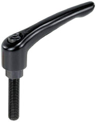 KIPP - 3/8-16, 1.06" Hub Diam, Zinc Die Cast (Steel Components) Threaded Stud Adjustable Clamping Lever - 1.18" Stud Length, 4.29" OAL, 2.48" High - Eagle Tool & Supply