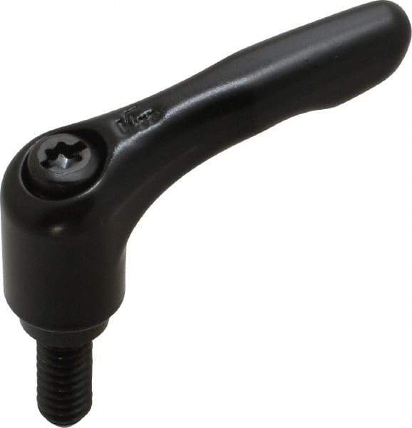KIPP - 1/4-20, 0.55" Hub Diam, Zinc Die Cast (Steel Components) Threaded Stud Adjustable Clamping Lever - 0.59" Stud Length, 1.85" OAL, 1.22" High - Eagle Tool & Supply