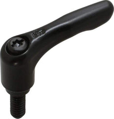 KIPP - 1/4-20, 0.55" Hub Diam, Zinc Die Cast (Steel Components) Threaded Stud Adjustable Clamping Lever - 0.59" Stud Length, 1.85" OAL, 1.22" High - Eagle Tool & Supply