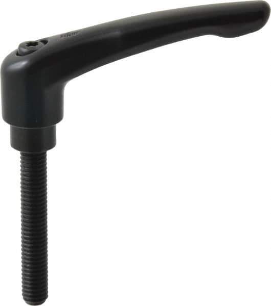 KIPP - 3/8-16, 0.83" Hub Diam, Zinc Die Cast (Steel Components) Threaded Stud Adjustable Clamping Lever - 2.36" Stud Length, 3.58" OAL, 2.15" High - Eagle Tool & Supply
