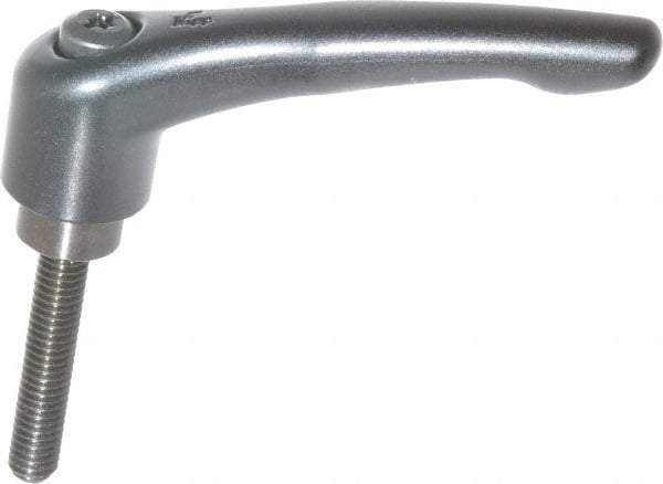 KIPP - 3/8-16, 1.06" Hub Diam, Zinc Die Cast (Steel Components) Threaded Stud Adjustable Clamping Lever - 1.97" Stud Length, 4.29" OAL, 2.48" High - Eagle Tool & Supply