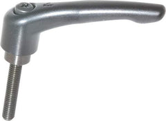 KIPP - 3/8-16, 1.06" Hub Diam, Zinc Die Cast (Steel Components) Threaded Stud Adjustable Clamping Lever - 1.97" Stud Length, 4.29" OAL, 2.48" High - Eagle Tool & Supply