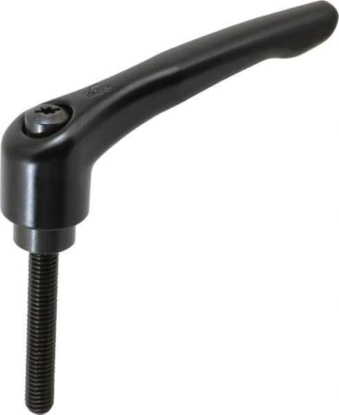 KIPP - 3/8-16, 1.06" Hub Diam, Zinc Die Cast (Steel Components) Threaded Stud Adjustable Clamping Lever - 2.36" Stud Length, 4.29" OAL, 2.48" High - Eagle Tool & Supply