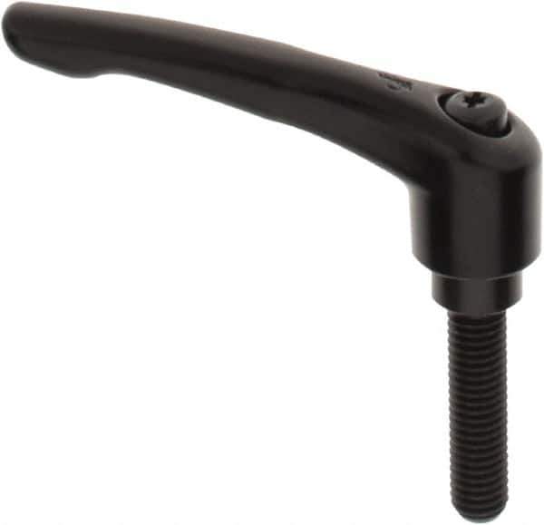KIPP - 1/2-13, 1.06" Hub Diam, Zinc Die Cast (Steel Components) Threaded Stud Adjustable Clamping Lever - 1.97" Stud Length, 4.29" OAL, 2.48" High - Eagle Tool & Supply