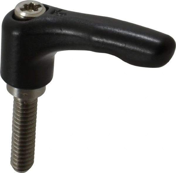 KIPP - 1/4-20, 0.55" Hub Diam, Zinc Die Cast (Stainless Steel Components) Threaded Stud Adjustable Clamping Lever - 0.98" Stud Length, 1.85" OAL, 1.22" High - Eagle Tool & Supply