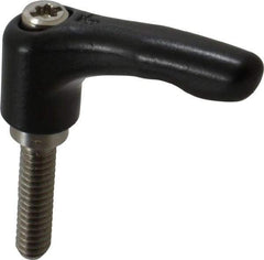 KIPP - 1/4-20, 0.55" Hub Diam, Zinc Die Cast (Stainless Steel Components) Threaded Stud Adjustable Clamping Lever - 0.98" Stud Length, 1.85" OAL, 1.22" High - Eagle Tool & Supply