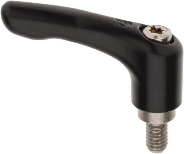 KIPP - M6 x 1.0, 13mm Hub Diam, Zinc Die Cast (Stainless Steel Components) Metric Threaded Stud Adjustable Clamping Lever - 10mm Stud Length, 47mm OAL, 31mm High - Eagle Tool & Supply