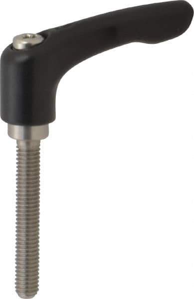 KIPP - M6 x 1.0, 13mm Hub Diam, Zinc Die Cast (Stainless Steel Components) Metric Threaded Stud Adjustable Clamping Lever - 40mm Stud Length, 47mm OAL, 31mm High - Eagle Tool & Supply