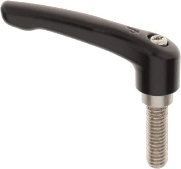 KIPP - 3/8-16, 0.73" Hub Diam, Zinc Die Cast (Stainless Steel Components) Threaded Stud Adjustable Clamping Lever - 1.18" Stud Length, 2.93" OAL, 1.67" High - Eagle Tool & Supply