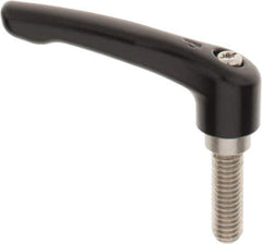 KIPP - 3/8-16, 0.73" Hub Diam, Zinc Die Cast (Stainless Steel Components) Threaded Stud Adjustable Clamping Lever - 1.18" Stud Length, 2.93" OAL, 1.67" High - Eagle Tool & Supply