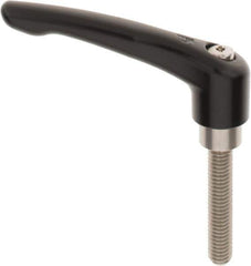KIPP - 3/8-16, 0.83" Hub Diam, Zinc Die Cast (Stainless Steel Components) Threaded Stud Adjustable Clamping Lever - 1.97" Stud Length, 3.58" OAL, 2.15" High - Eagle Tool & Supply