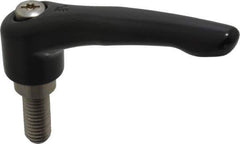 KIPP - 1/2-13, 1.06" Hub Diam, Zinc Die Cast (Stainless Steel Components) Threaded Stud Adjustable Clamping Lever - 1.18" Stud Length, 4.29" OAL, 2.48" High - Eagle Tool & Supply