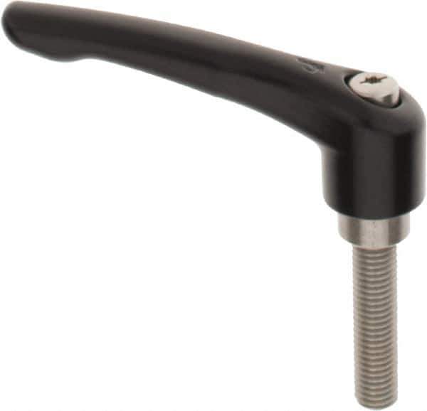 KIPP - M12 x 1.75, 27mm Hub Diam, Zinc Die Cast (Stainless Steel Components) Metric Threaded Stud Adjustable Clamping Lever - 50mm Stud Length, 109mm OAL, 63mm High - Eagle Tool & Supply