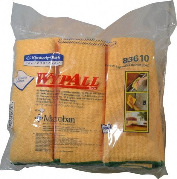 WypAll - Reusable Microfiber Wipes - Packet, 15-3/4" x 15-3/4" Sheet Size, Yellow - Eagle Tool & Supply