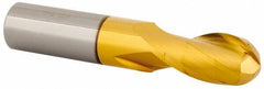 Kennametal - 3/8" Diam, 5/8" LOC, 2 Flute Solid Carbide Ball End Mill - TiN/TiCN/TiN Finish, Single End, 2" OAL, 3/8" Shank Diam, Spiral Flute - Eagle Tool & Supply