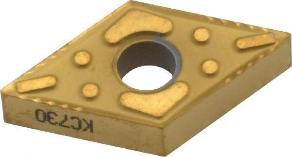 Kennametal - DNMG431 P Grade KC730 Carbide Turning Insert - TiN Finish, 55° Diamond, 1/2" Inscr Circle, 3/16" Thick, 1/64" Corner Radius - Eagle Tool & Supply