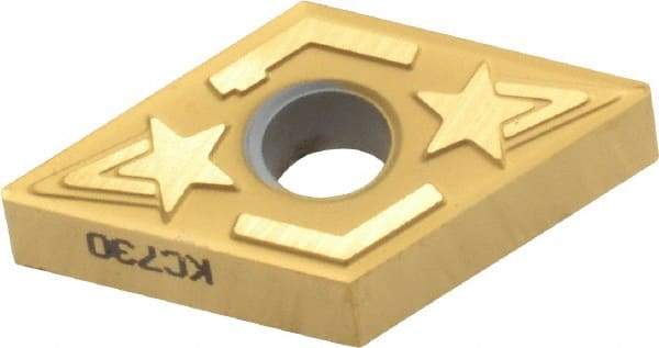 Kennametal - DNGG431 LF Grade KC730 Carbide Turning Insert - TiN Finish, 55° Diamond, 1/2" Inscr Circle, 3/16" Thick, 1/64" Corner Radius - Eagle Tool & Supply