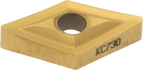 Kennametal - DNGP432 Grade KC730 Carbide Turning Insert - TiN Finish, 55° Diamond, 1/2" Inscr Circle, 3/16" Thick, 1/32" Corner Radius - Eagle Tool & Supply
