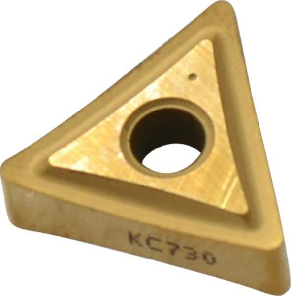 Kennametal - TNGP332 Grade KC730 Carbide Turning Insert - TiN Finish, 60° Triangle, 3/8" Inscr Circle, 3/16" Thick, 1/32" Corner Radius - Eagle Tool & Supply