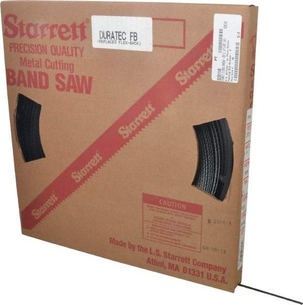 Starrett - 1/4" x 250' x 0.025" Carbon Steel Band Saw Blade Coil Stock - 10 TPI, Toothed Edge, Straight Form, Raker Set, Flexible Back, No Rake Angle, Constant Pitch, Contour Cutting - Eagle Tool & Supply