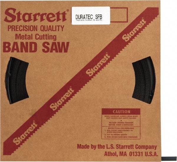 Starrett - 1/2" x 250' x 0.025" Carbon Steel Band Saw Blade Coil Stock - 14 TPI, Toothed Edge, Straight Form, Raker Set, Flexible Back, No Rake Angle, Constant Pitch, Contour Cutting - Eagle Tool & Supply