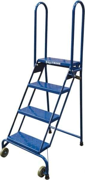 Ballymore - 65" 4 Step Ladder - Portable Folding Safety Ladder, 350 Lb Capacity, 40" Platform Height, 24" Base Width x 30" Base Depth, Perforated Tread - Eagle Tool & Supply