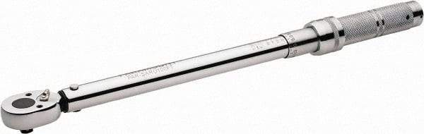 Paramount - 3/8" Drive Micrometer Type Ratchet Head Torque Wrench - 33.9 N/m to 142 N/m Torque, 16-1/2" OAL, 1/2 Ft/Lb Graduation - Eagle Tool & Supply