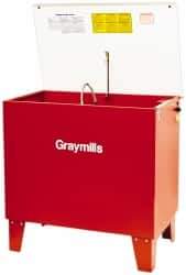 Graymills - Free Standing Solvent-Based Parts Washer - 20 Gal Max Operating Capacity, Steel Tank, 36" (Lid Close)/57" (Lid Open) High x 36" Long x 22" Wide, 115 Input Volts - Eagle Tool & Supply