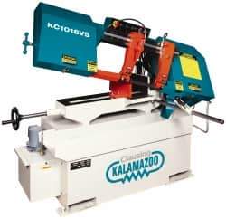 Clausing - 9 x 14-1/2" Max Capacity, Manual Step Pulley Horizontal Bandsaw - 75, 121, 190, 305 SFPM Blade Speed, 110/220 Volts, 45°, 1.5 hp, 1 Phase - Eagle Tool & Supply