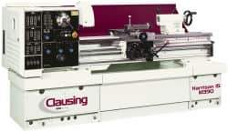 Clausing - 15-3/4" Swing, 50" Between Centers, 230/460 Volt, Triple Phase Engine Lathe - 4MT Taper, 7-1/2 hp, 25 to 2,000 RPM, 2-1/8" Bore Diam, 49" Deep x 51" High x 99" Long - Eagle Tool & Supply