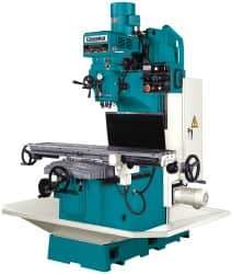 Clausing - 15" Table Width x 60" Table Length, Variable Speed Pulley Control, 3 Phase Knee Milling Machine - NT40 Spindle Taper, 5 hp - Eagle Tool & Supply