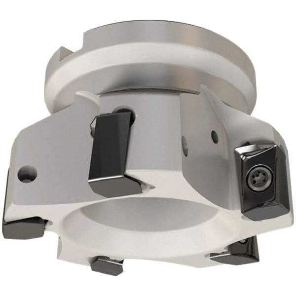 Iscar - 4 Inserts, 50mm Cut Diam, 22mm Arbor Diam, 16.3mm Max Depth of Cut, Indexable Square-Shoulder Face Mill - 0/90° Lead Angle, 40mm High, H490 AN.X 17 Insert Compatibility, Through Coolant, Series Helido - Eagle Tool & Supply