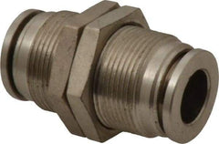 Value Collection - 3/8" Outside Diam, Nickel Plated Brass Push-to-Connect Tube Bulkhead Union - 150 Max psi, Tube to Tube Connection, Brass O-Ring - Eagle Tool & Supply
