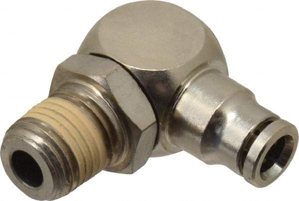 Value Collection - 1/2" Outside Diam, 1/2 NPT, Nickel Plated Brass Push-to-Connect Tube Male Elbow - 150 Max psi, Tube to Male NPT Connection, Brass O-Ring - Eagle Tool & Supply