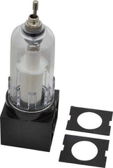 PRO-SOURCE - 1/4" Port, 4.64" High x 1-1/2" Wide, Compact FRL Filter with Polycarbonate Bowl & Manual Drain - 30 SCFM, 150 Max psi, 125°F Max, Modular Connection, 1 oz Bowl Capacity - Eagle Tool & Supply