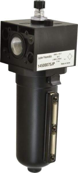 PRO-SOURCE - 3/4 NPT Port, 250 Max psi, Heavy-Duty Lubricator - Metal Bowl with Sight Glass, Aluminum Body, 240 CFM, 175°F Max, 3.62" Wide x 11.81" High - Eagle Tool & Supply