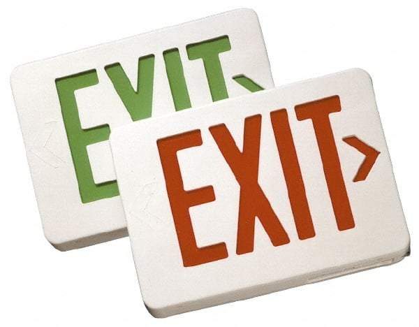 Mule - 1 Face, 2 Watt, White, Polycarbonate, LED, Illuminated Exit Sign - 120/277 VAC, No Battery Backup, Universal Mounted, 12 Inch Long x 1-1/2 Inch Wide x 7-1/2 Inch High - Eagle Tool & Supply