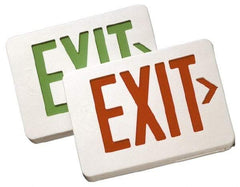 Mule - 1 Face, 2 Watt, White, Polycarbonate, LED, Illuminated Exit Sign - 120/277 VAC, No Battery Backup, Universal Mounted, 12 Inch Long x 1-1/2 Inch Wide x 7-1/2 Inch High - Eagle Tool & Supply