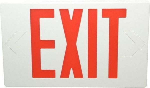 Mule - 1 Face, 5 Watt, White, Polycarbonate, LED, Illuminated Exit Sign - 120/277 VAC, Nickel Cadmium, Universal Mounted, 12 Inch Long x 1-1/2 Inch Wide x 7-1/2 Inch High - Eagle Tool & Supply