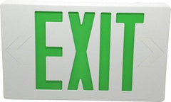 Mule - 1 Face, 5 Watt, White, Polycarbonate, LED, Illuminated Exit Sign - 120/277 VAC, Nickel Cadmium, Universal Mounted, 12 Inch Long x 1-1/2 Inch Wide x 7-1/2 Inch High - Eagle Tool & Supply